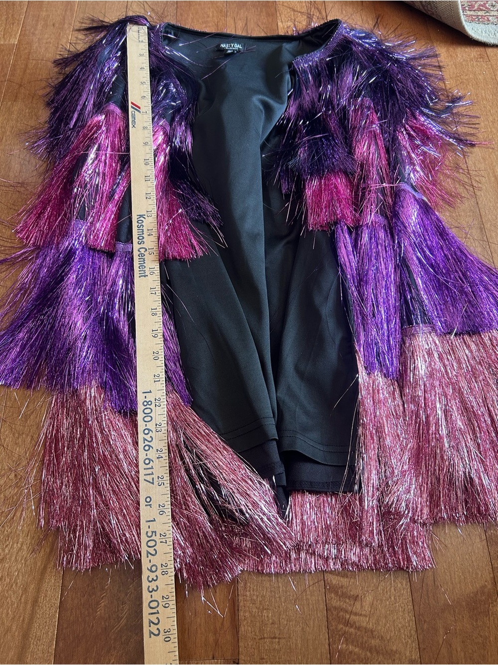 Nasty Gal Metallic Tinsel Fringe Open Front Jacket Festival Concert Party Size 6 - Picture 8 of 8
